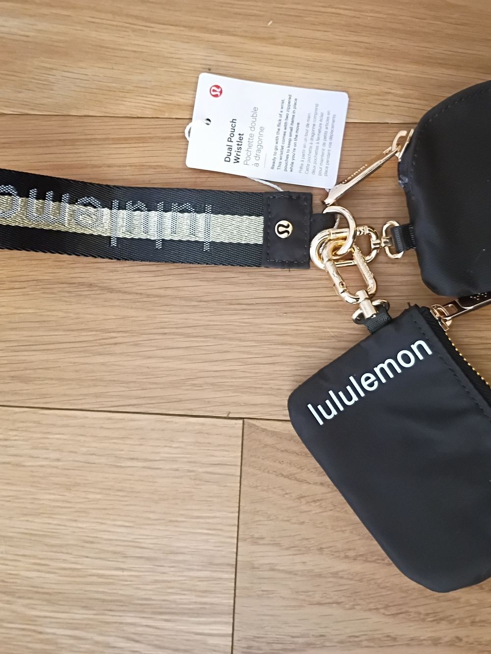 lululemon athletica Black Dual Pouch Wristlet with Strap
